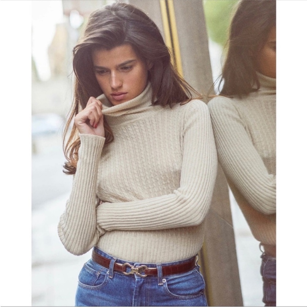 Rouje Will turtleneck sweater in Oatmeal, size 34 XS or Small.